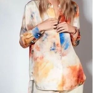 Wilfred Le Fou Tie-dye 100% Silk Button Up